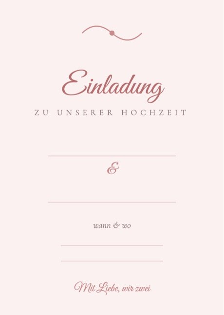 Kostenlose Einladungskarte Romantik in Rosé mit Kalligrafie